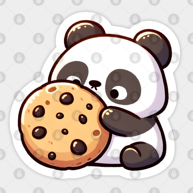 Panda Enjoying a Delicious Chocolate Chip Cookie Sticker by Umbrella Studio